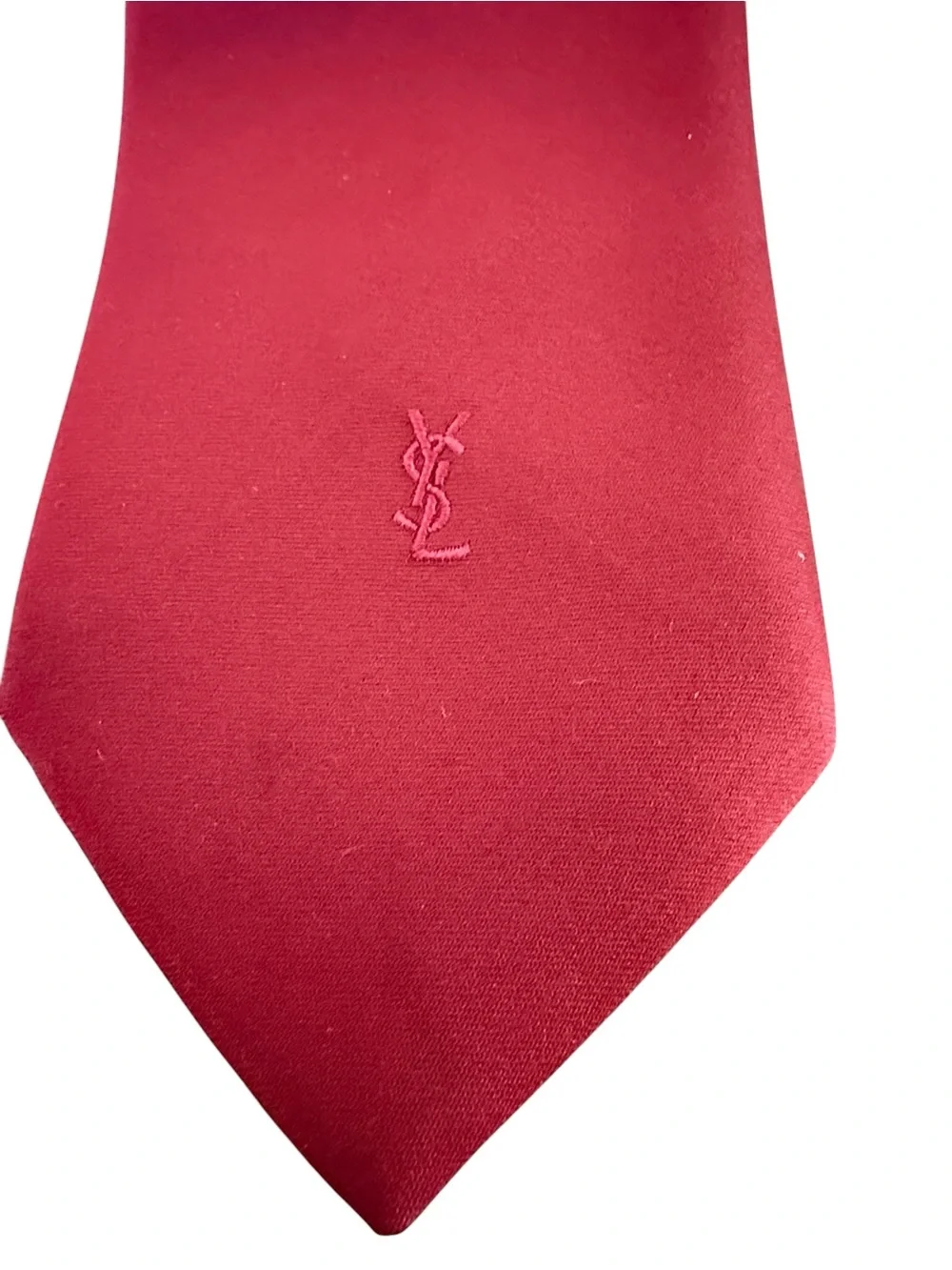 Vintage Yves Saint Laurent Deep Maroon YSL Logo Necktie OS